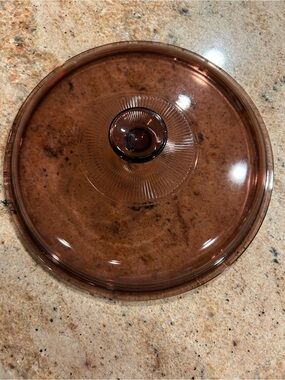 Pyrex Cranberry Round Glass Lid fits 5 quart Visions Stock Pot Dutch Oven 9.50”